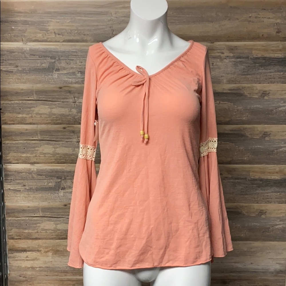 Hourglass Peach Peasant Top NWT G7